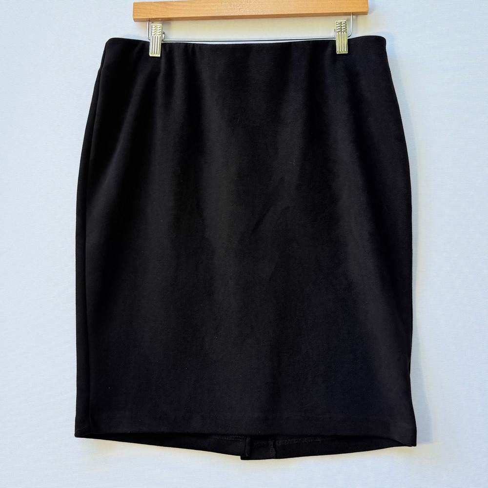 Maree Pour Toi Womens 16 Black‎ Faux Suede Mini Pencil Skirt Lined Career Office